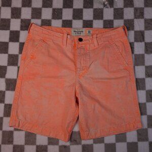 A&F Abercrombie & Fitch florescent neon Orange wash jean shorts 33 *note